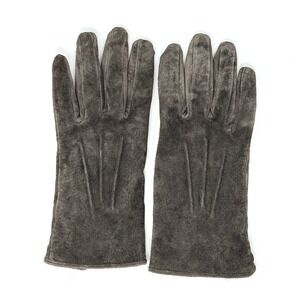 Aris Brown Suede Leather Gloves Size Medium Black Fleece Lined